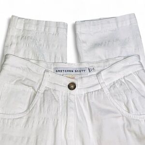 Gretchen Scott Designs White Straight Leg Pants with Textured Finish